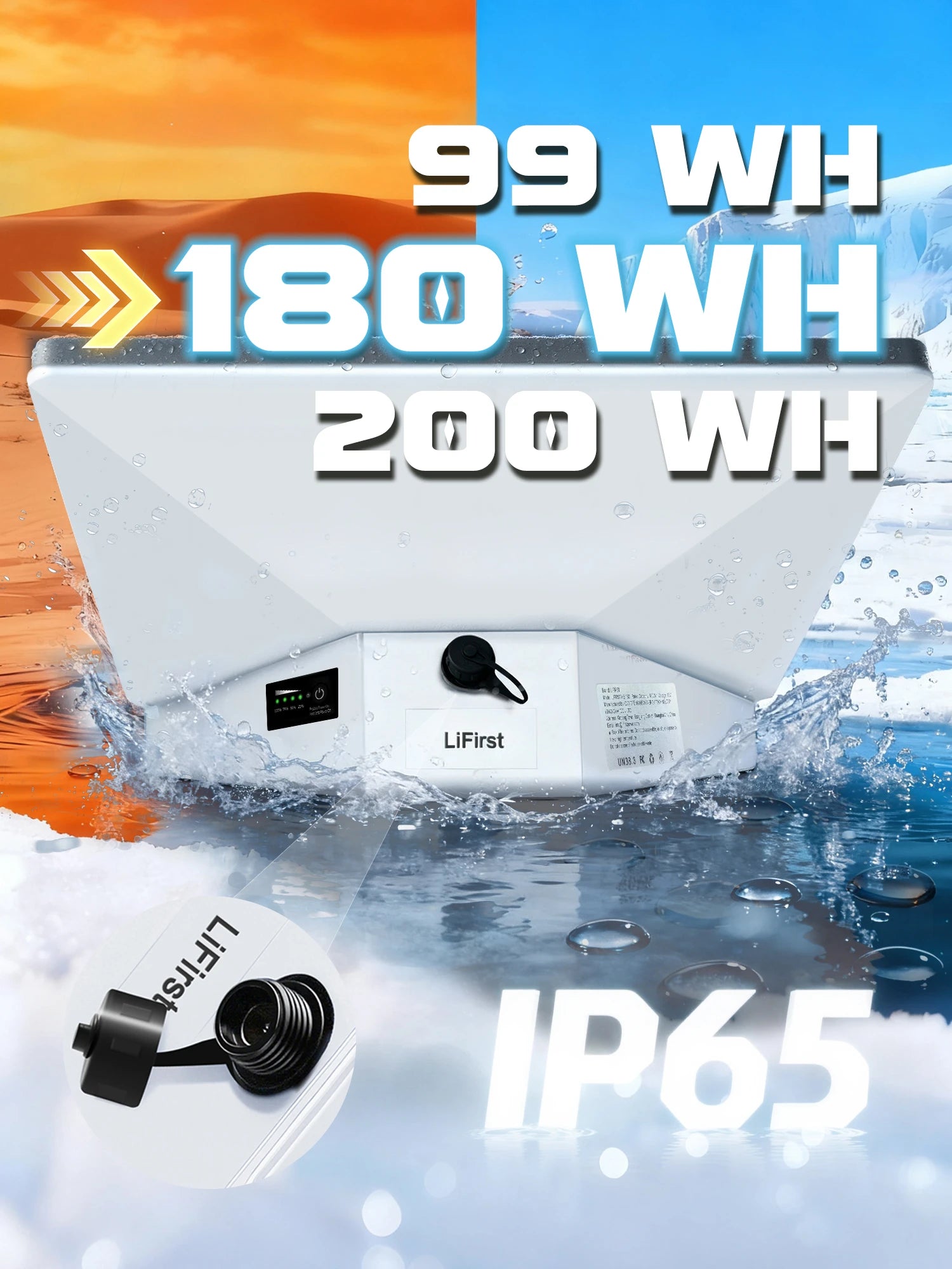 Starlink batteries are placed on the surface of water in the polar regions to demonstrate their IP65 rating.