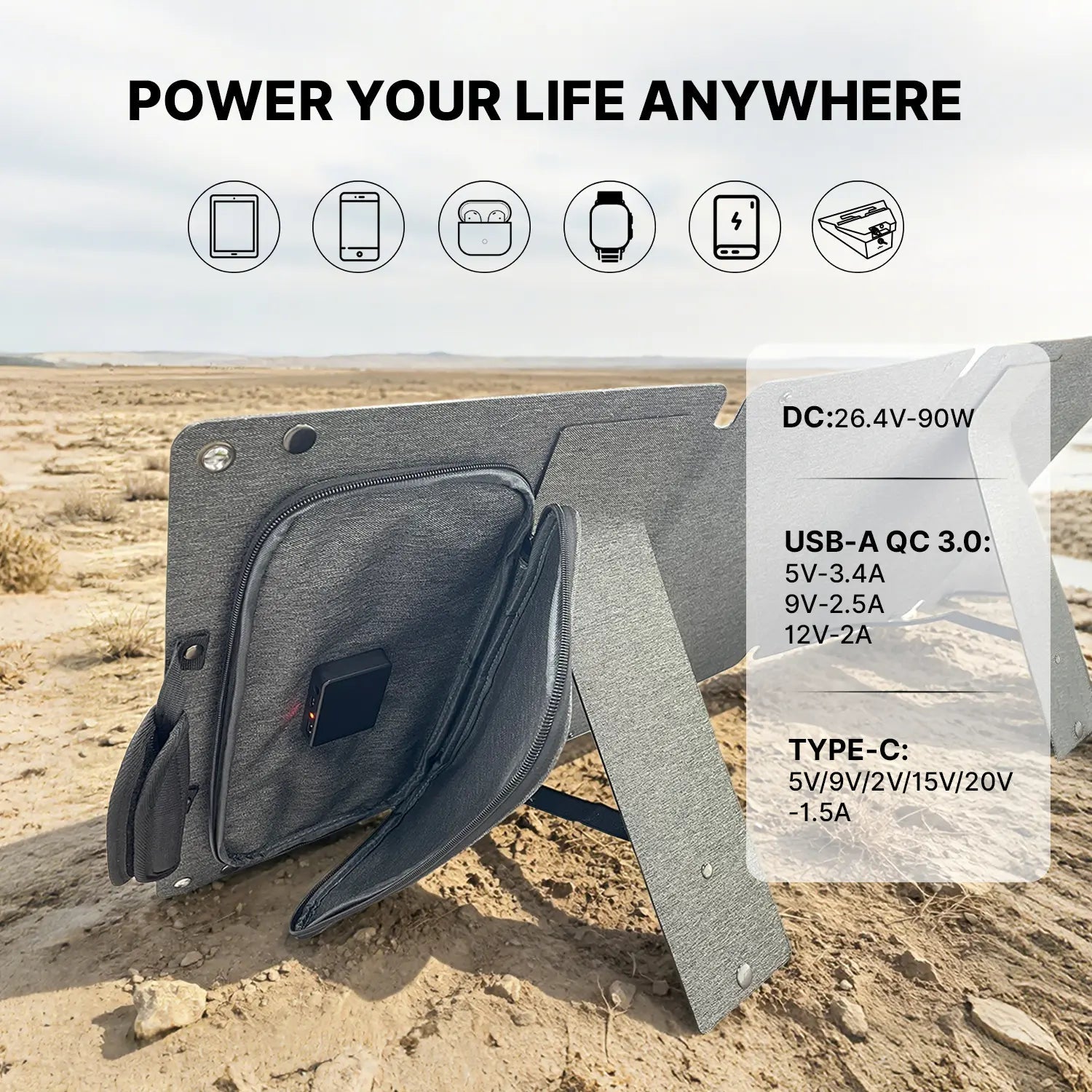 90W Portable Foldable Solar Panel - LiFirstPOWER