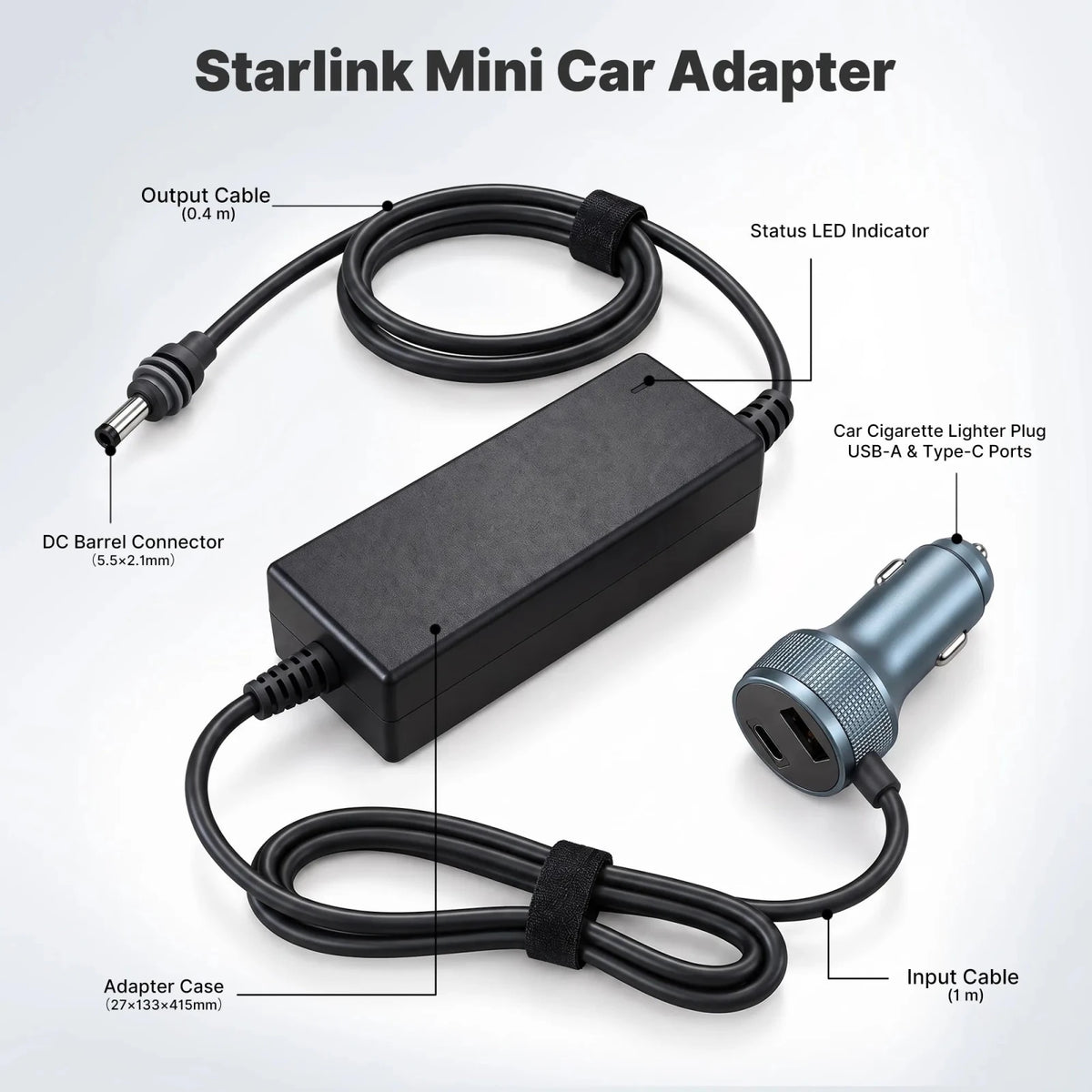 LiFirst Starlink Mini Battery Vehicle Charger – 12V/24V DC Car Charging Adapter - LiFirstPOWER