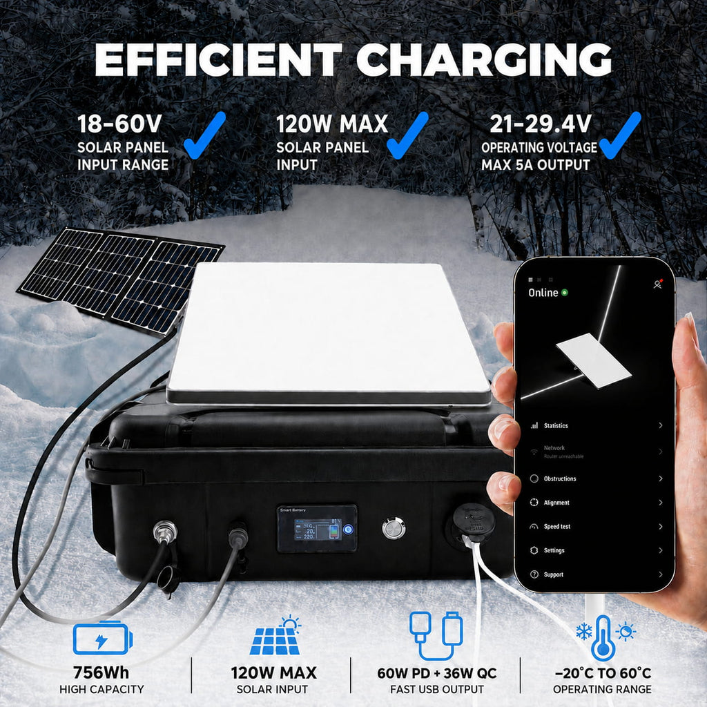 LiFirst TITAN 756Wh rugged power case for Starlink Mini with 30Ah capacity and 25.2V nominal battery system
