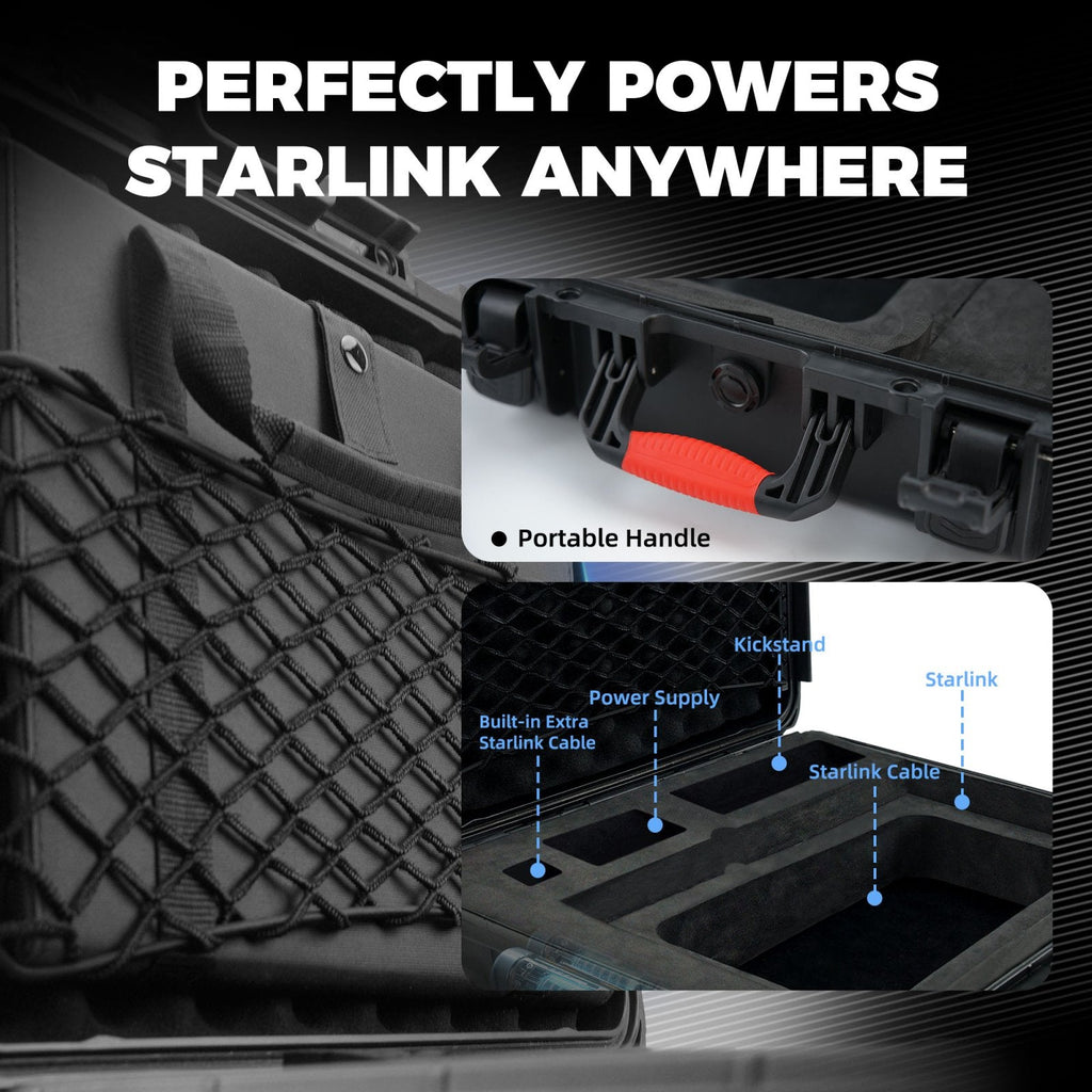 Starlink Mini powered by LiFirst Titan 600Wh rugged power case for outdoor field deployment